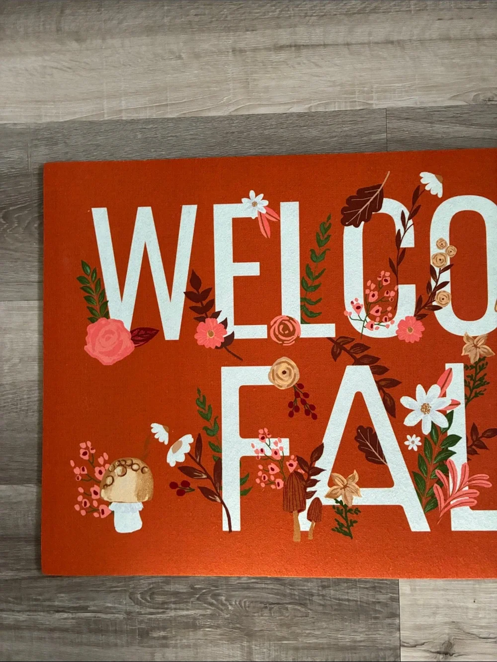NWT- Welcome Fall- Floral Harvest Doormat w/ Anti Skid Rubber Back 16x28